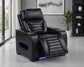 Zuma Faux Leather Upholstered Dual Power LED Recliner Black