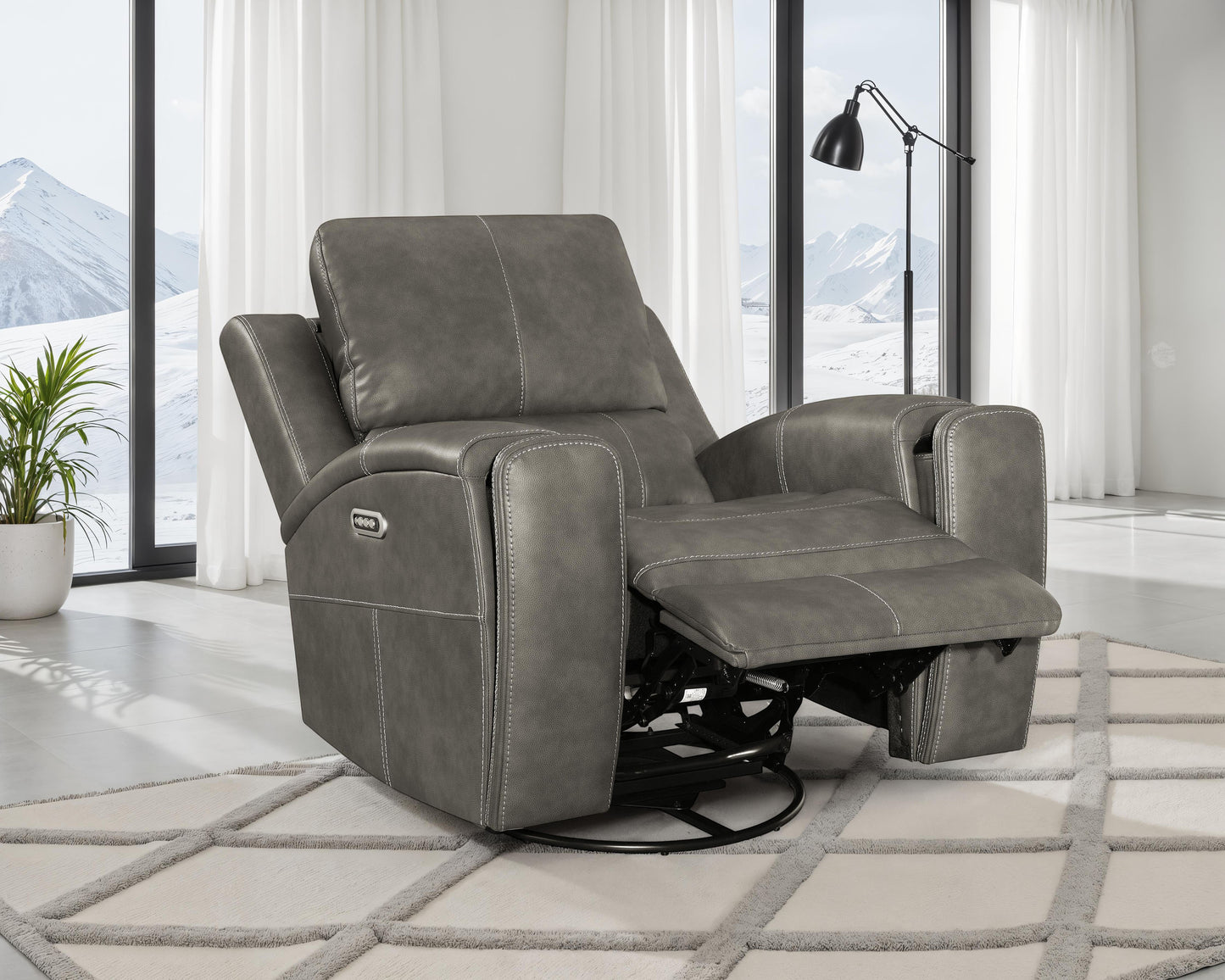 Brickston Triple Power Swivel Glider Recliner Charcoal