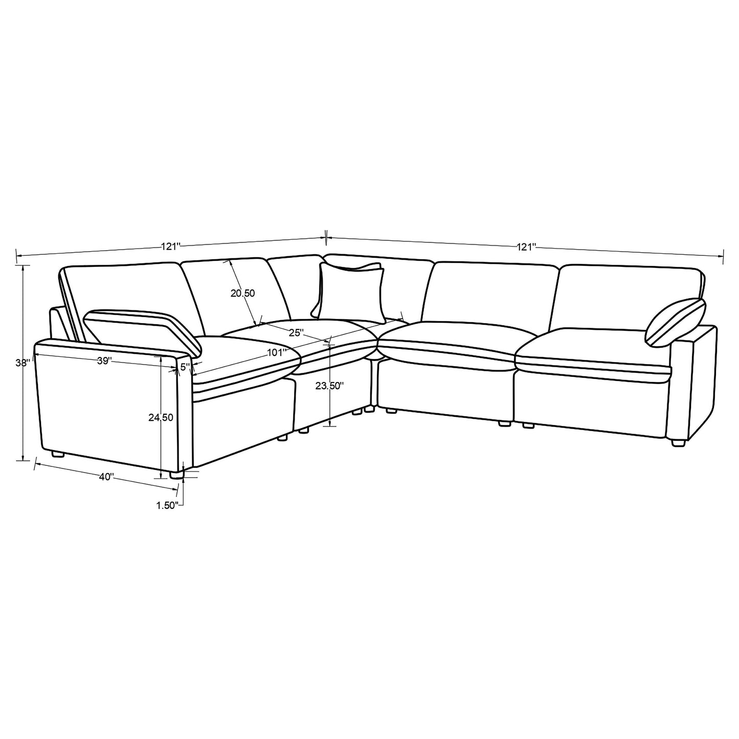 Collins 5-piece Modular Power Reclining Sectional Dark Grey