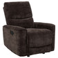 Navarro Chenille Upholstered Glider Recliner Dark Brown