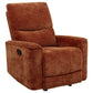 Navarro Chenille Upholstered Glider Recliner Burnt Orange