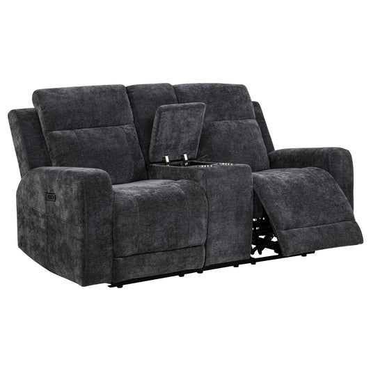 Kennett Chenille Upholstered Power Reclining Loveseat Grey