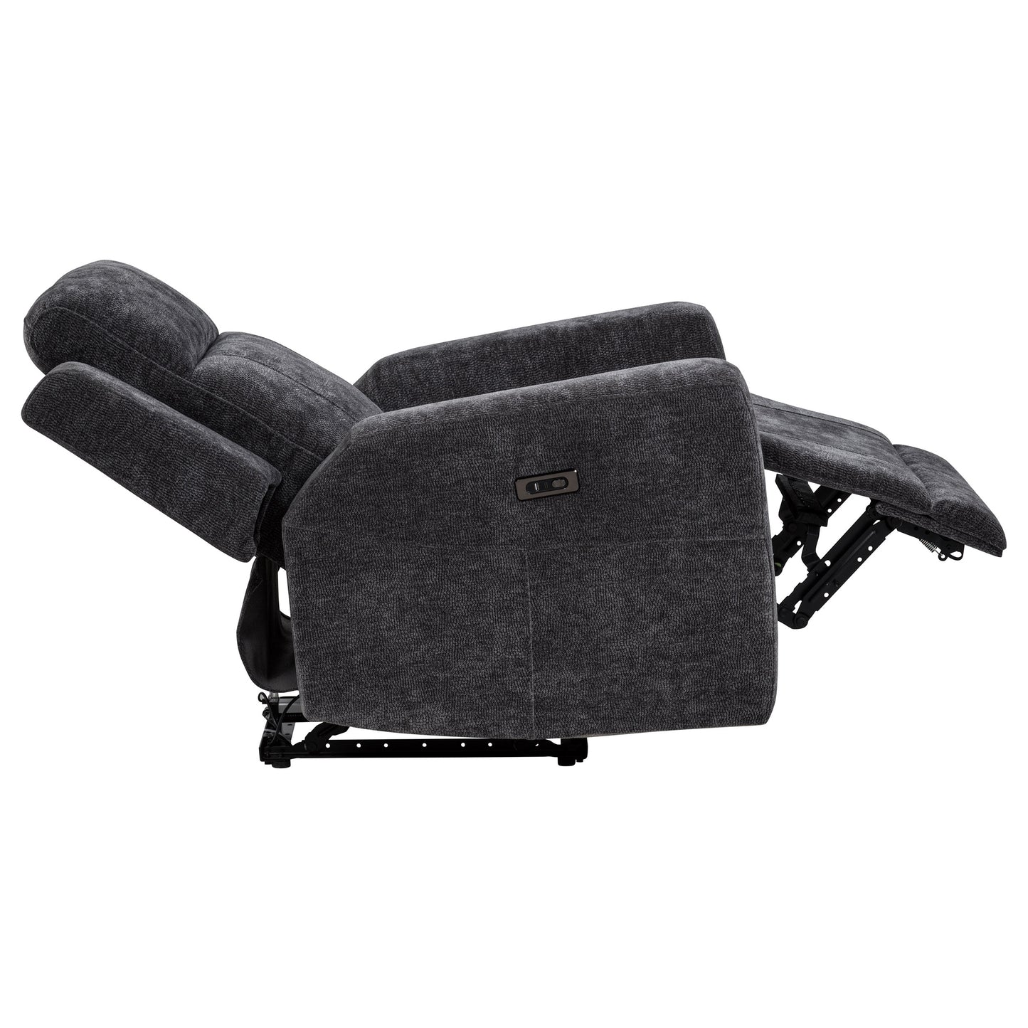 Kennett Chenille Upholstered Power Recliner Chair Dark Grey
