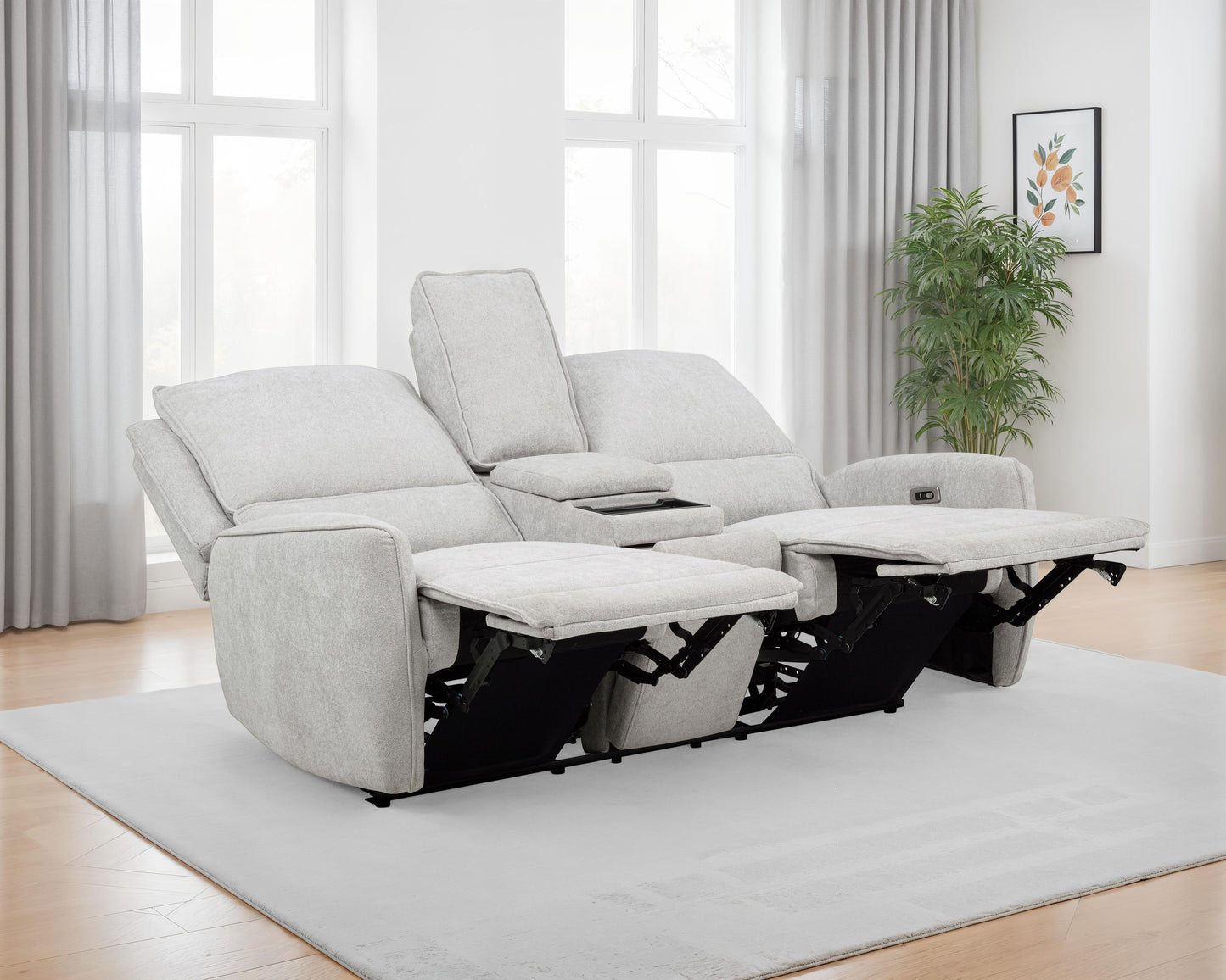 Sylmar Chenille Upholstered Power Reclining Loveseat Dove Grey