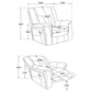 Conrad 3-piece Upholstered Padded Arm Motion Sofa Set Grey