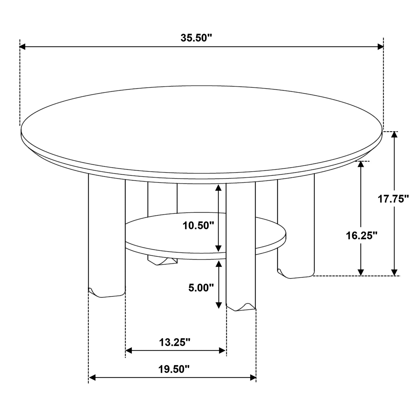 Ottowa 36-inch Round Wood Cocktail Coffee Table Light Oak