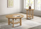 Ottowa Round Wood Side End Table with Shelf Light Oak