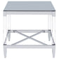 Lindley Square Tempered Mirror Acrylic Side End Table Chrome