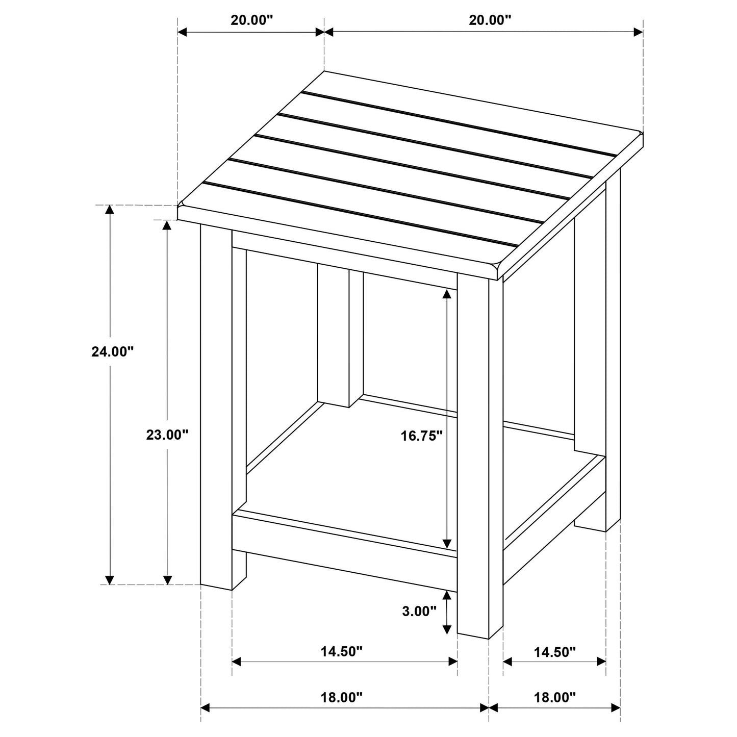 Payne Wood End Table with Shelf Distressed White