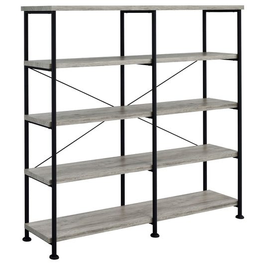 Analiese 63-inch 4-shelf Double Bookshelf Grey Driftwood