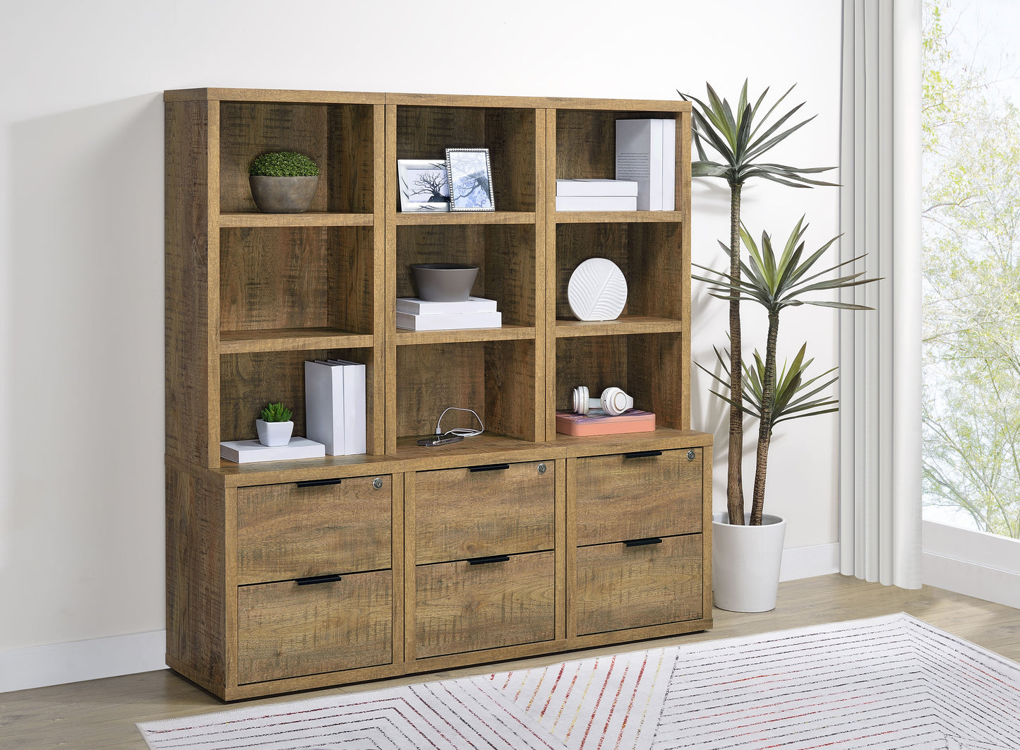 Westpark 3-shelf Bookcase USB and Lockable Drawer Mango