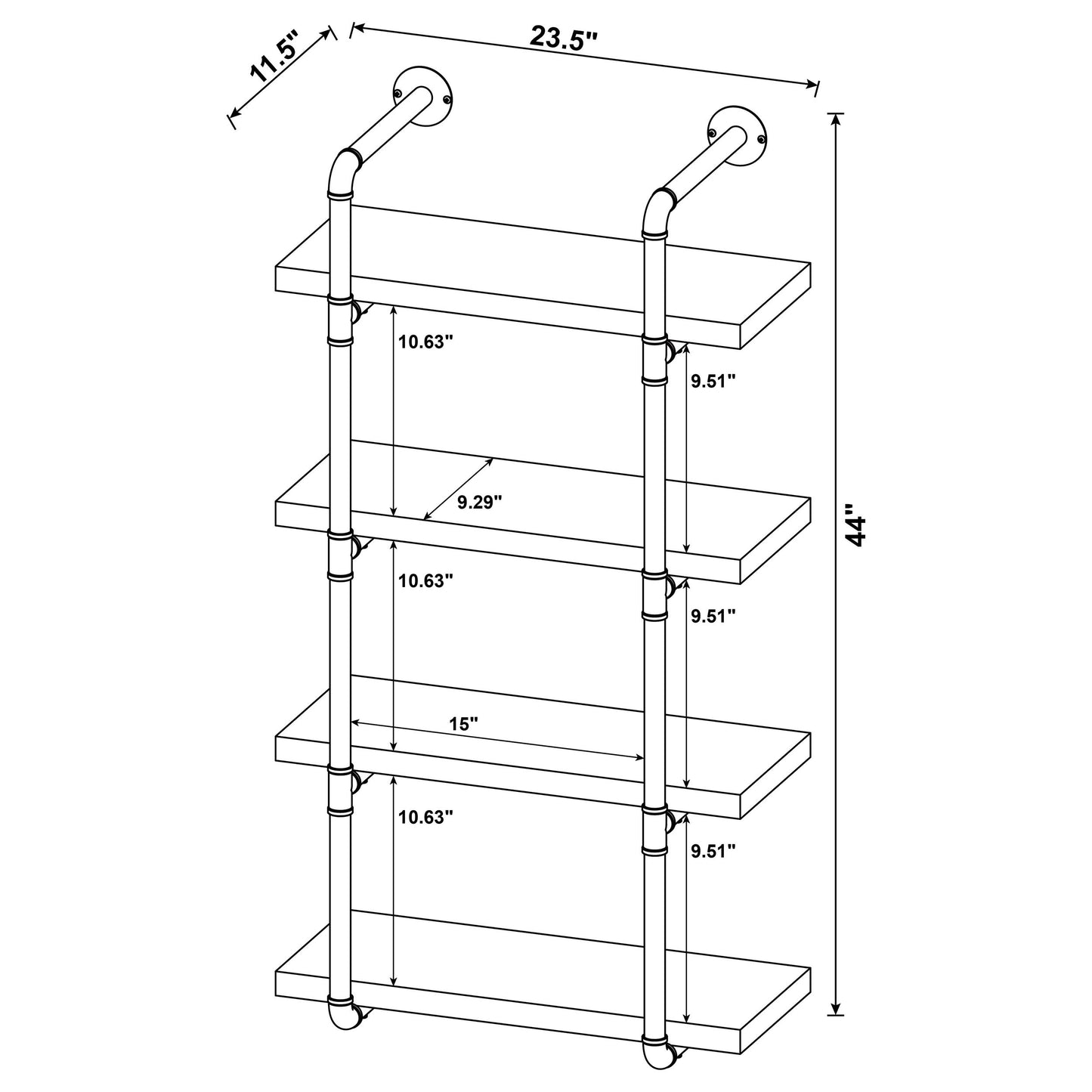 Elmcrest 24-inch 4-shelf Wall Bookshelf Rustic Oak
