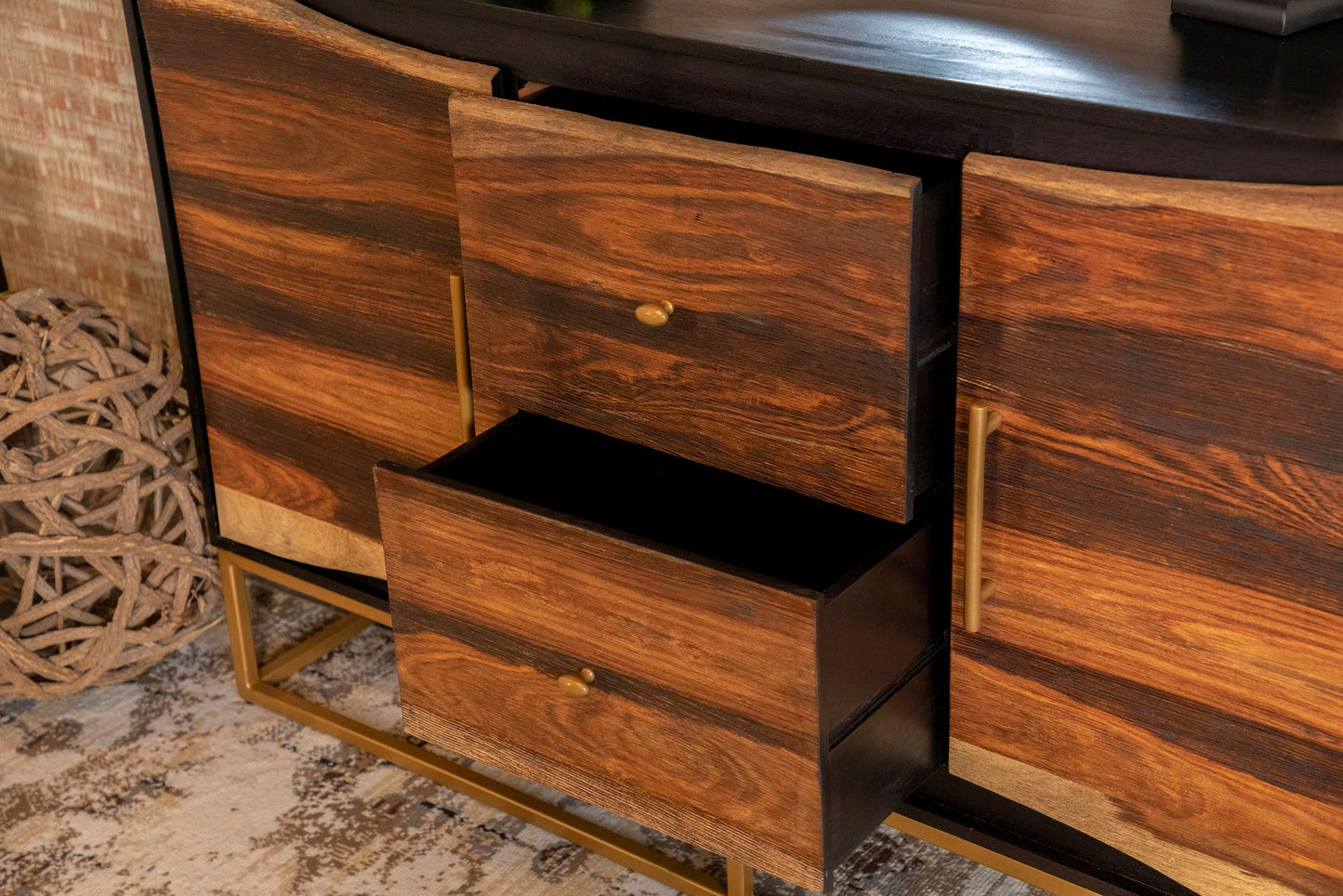Zara 2-door 57-inch Wood Accent Storage Cabinet Black Walnut