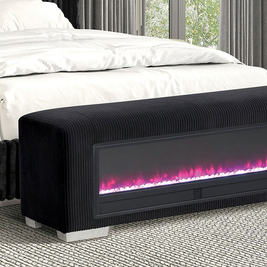 Elnath - Bench w/ Visual Crystal Fireplace