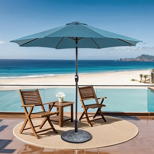 Soli - 9' Outdoor Umbrella w/ Auto Tilt + 21" Round Base