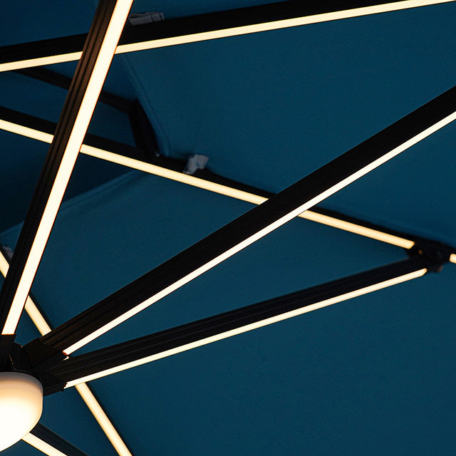 Aurora - 10 Ft Square Umbrella w/ Double Top w/ LED + 37" Large Base