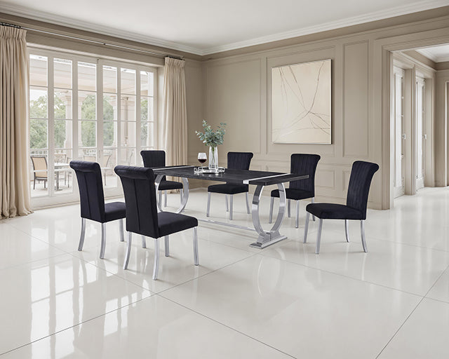 Horley - 80" Dining Table, Silver Frame