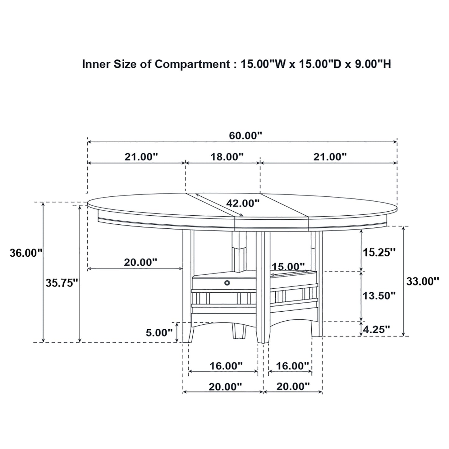 Lavon Oval 60-inch Counter Height Extension Dining Table Light Oak