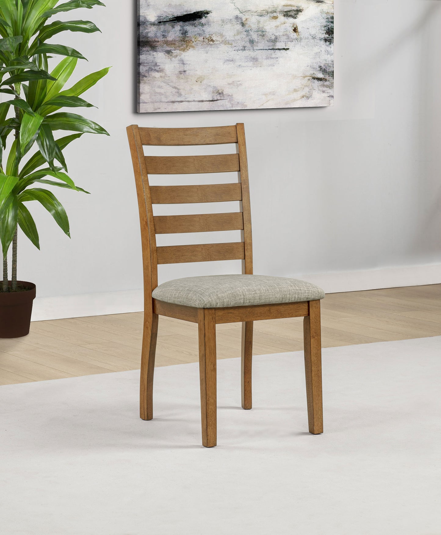 Atwood Wood Dining Side Chair Upholstered Seat Warm Brown