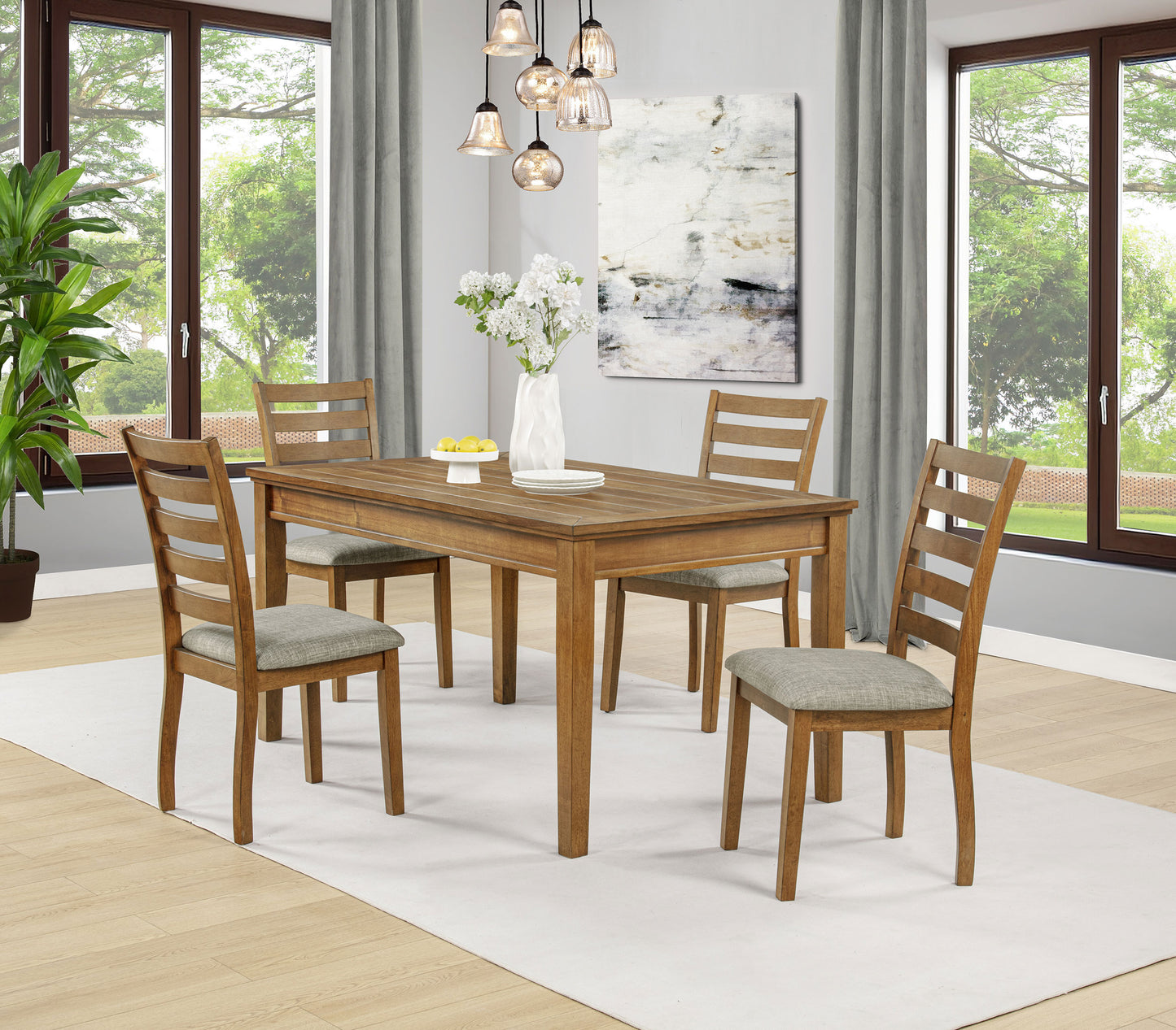 Atwood Wood Dining Side Chair Upholstered Seat Warm Brown