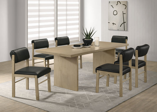 Decker 7-piece 82-inch Rectangular Dining Set Black and Natural Oak