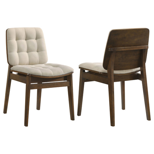Redbridge Velvet Upholstered Side Chair Cream and Walnut (Set of 2)