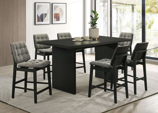Decker 7-piece 70-inch Rectangular Counter Height Dining Set Grey and Black