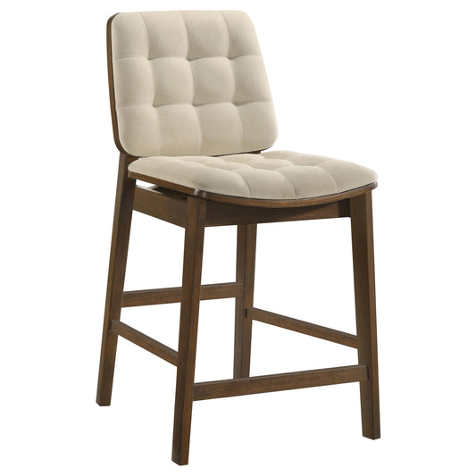 Redbridge Velvet Upholstered Counter Chair Cream and Walnut (Set of 2)