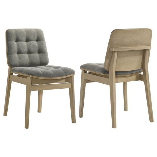 Redbridge Velvet Upholstered Side Chair Grey and Natural Oak (Set of 2)