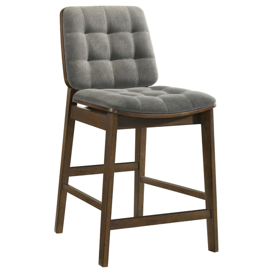 Redbridge Velvet Upholstered Counter Chair Grey and Walnut (Set of 2)