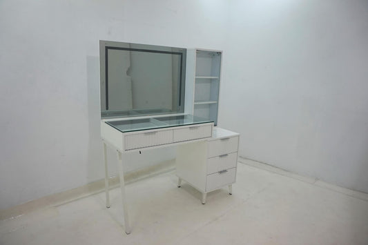 Souza 5-Drawer Makeup Vanity Table With LED Mirror White High Gloss