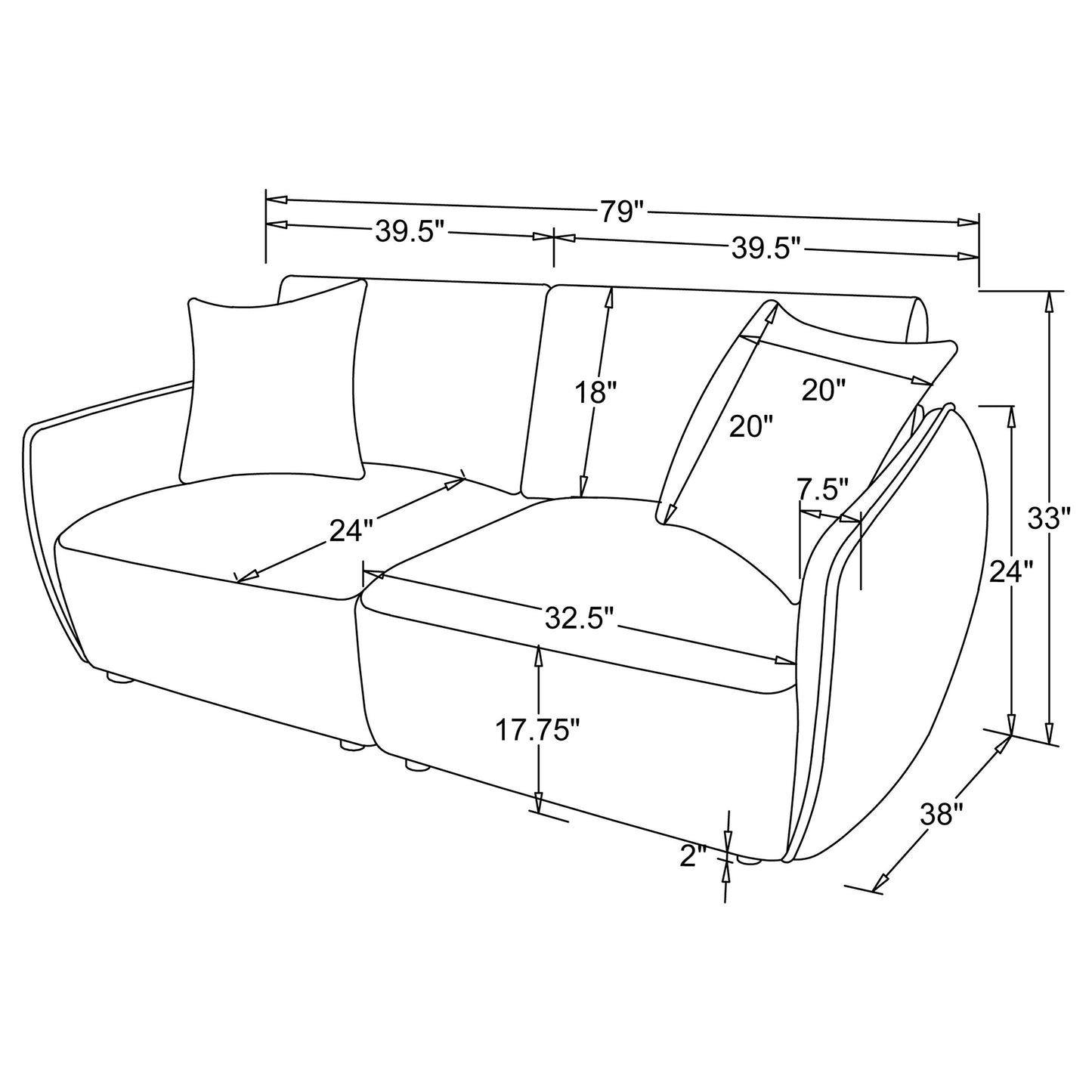 Elysia Chenille Upholstered Modular Lounge Loveseat Coral