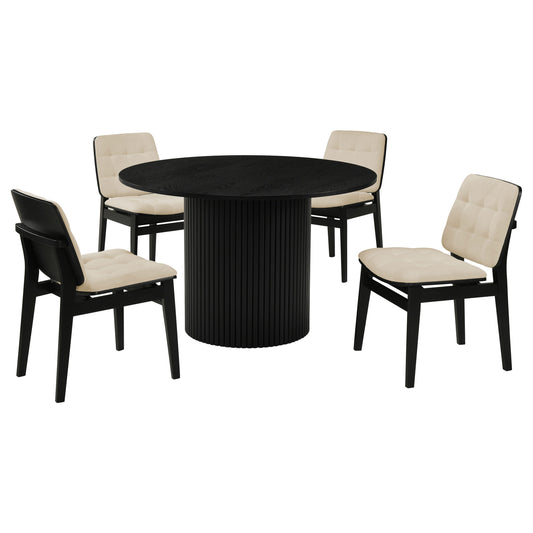 Hamlyn 5-piece Round Wood Dining Set Cream and Black