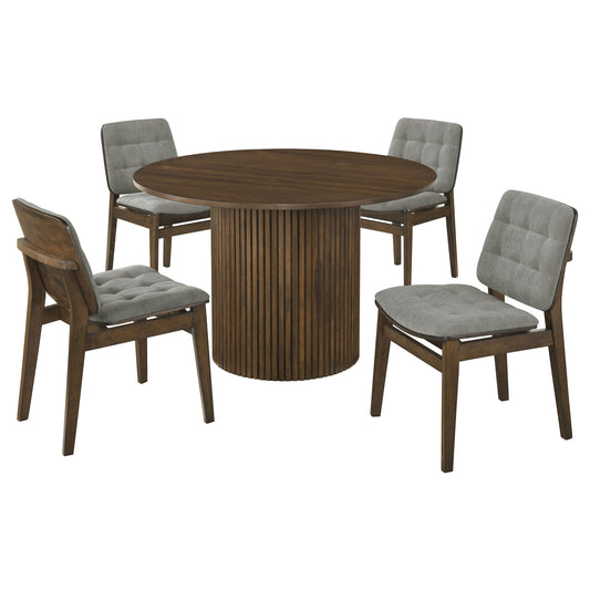 Hamlyn 5-piece Round Wood Dining Set Grey and Walnut