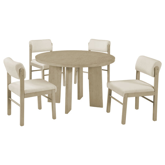 Strouse 5-piece Dining Set Cream and Natural Oak