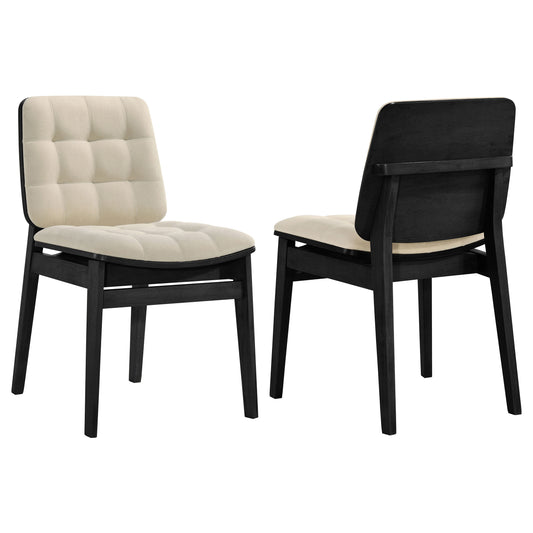 Redbridge Velvet Upholstered Side Chair Cream and Black (Set of 2)
