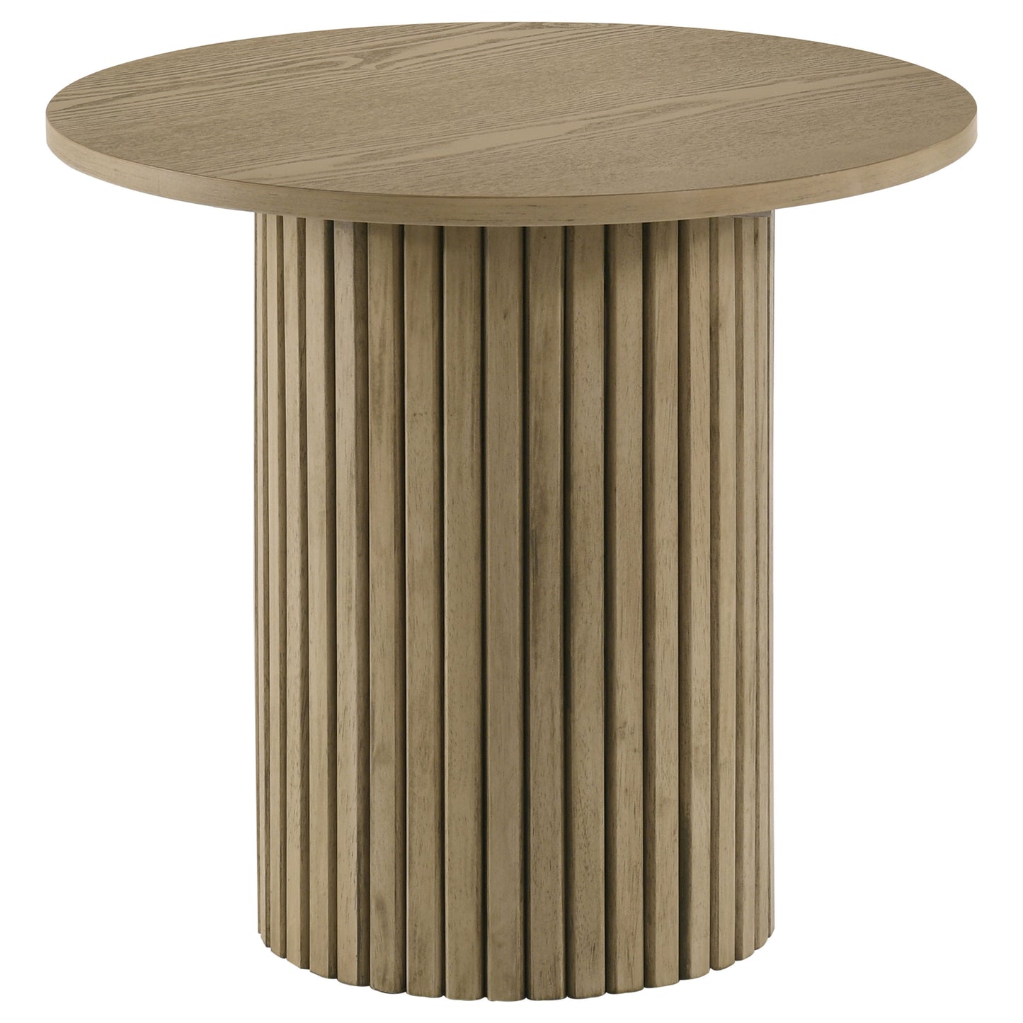 Hamlyn 2-piece Round Fluted Coffee and End Table Set Natural Oak