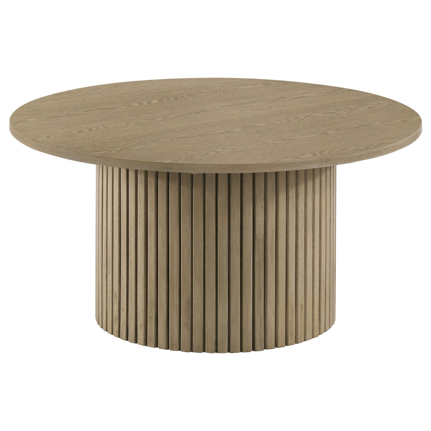 Hamlyn 2-piece Round Fluted Coffee and End Table Set Natural Oak