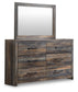Drystan Full Bookcase Bed with 4 Storage Drawers with Mirrored Dresser