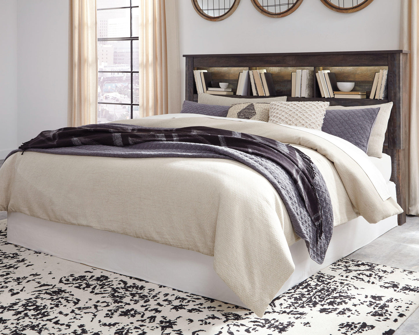 Drystan King/California King Bookcase Headboard, Dresser, Mirror, Chest and Nightstand