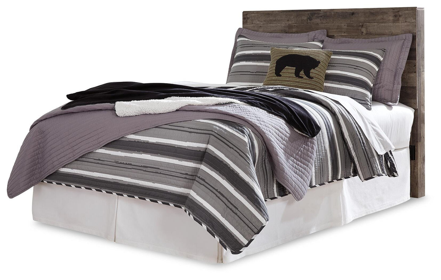 Derekson Full Panel Headboard Bed with Mirrored Dresser, Chest and Nightstand