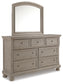 Lettner Queen Sleigh Bed with 2 Storage Drawers with Mirrored Dresser, Chest and Nightstand