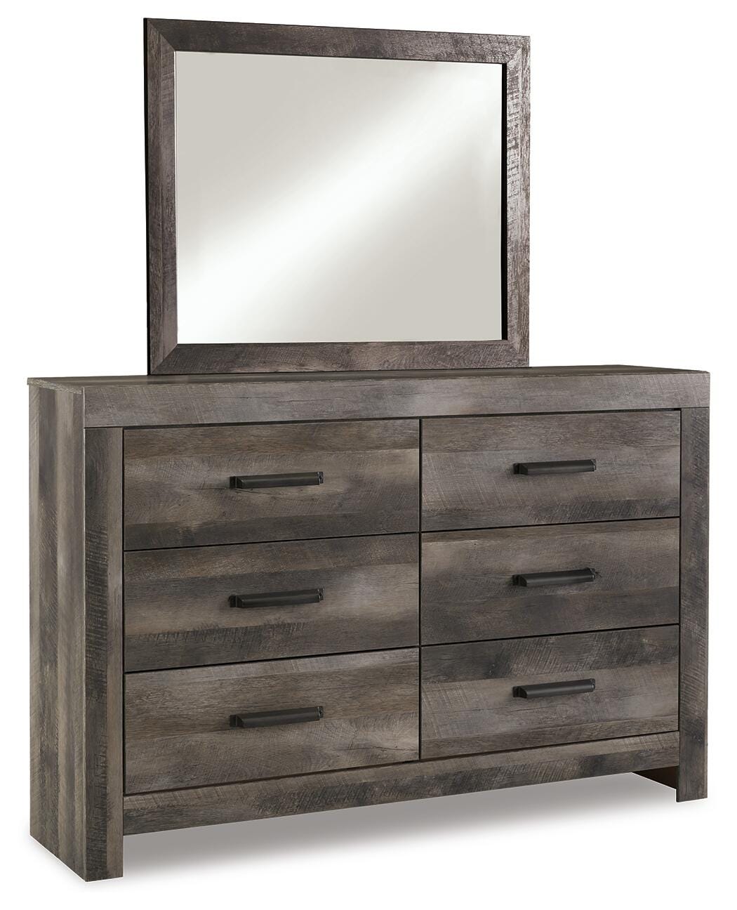 Wynnlow Queen Crossbuck Panel Bed with Mirrored Dresser, Chest and Nightstand