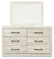 Cambeck King Panel Bed with 2 Storage Drawers with Mirrored Dresser and Nightstand