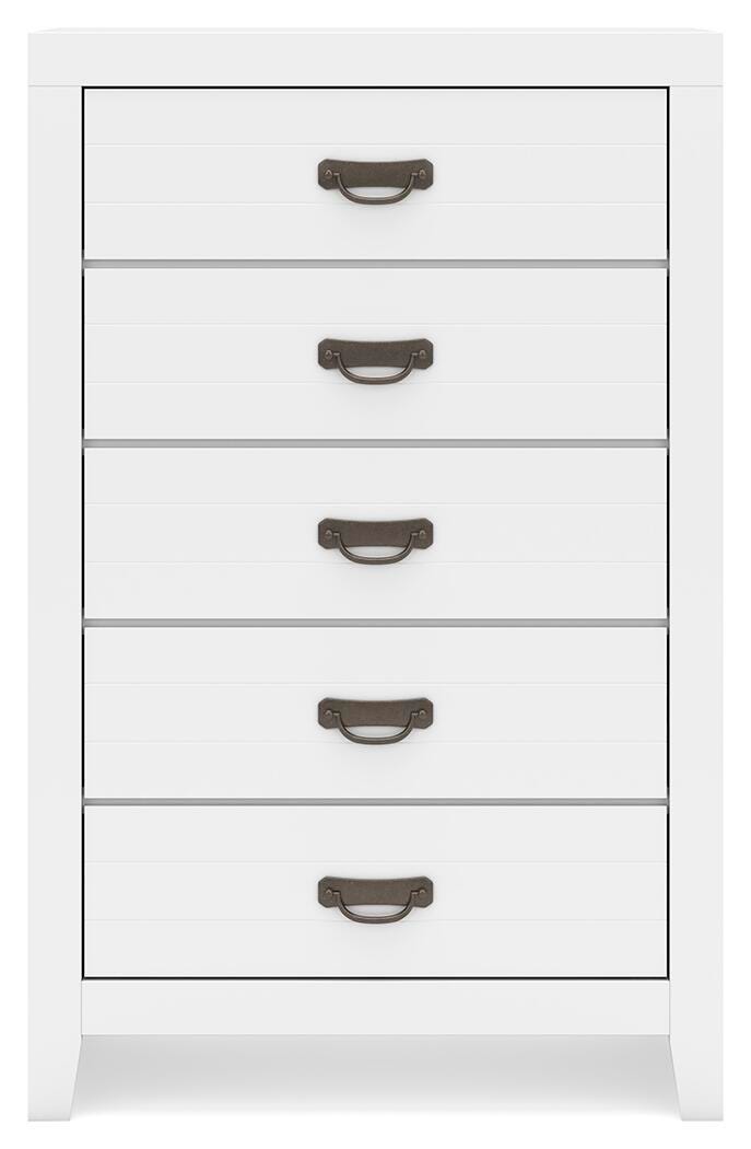 Binterglen California King Panel Bed, Dresser, Mirror, Chest and Nightstand