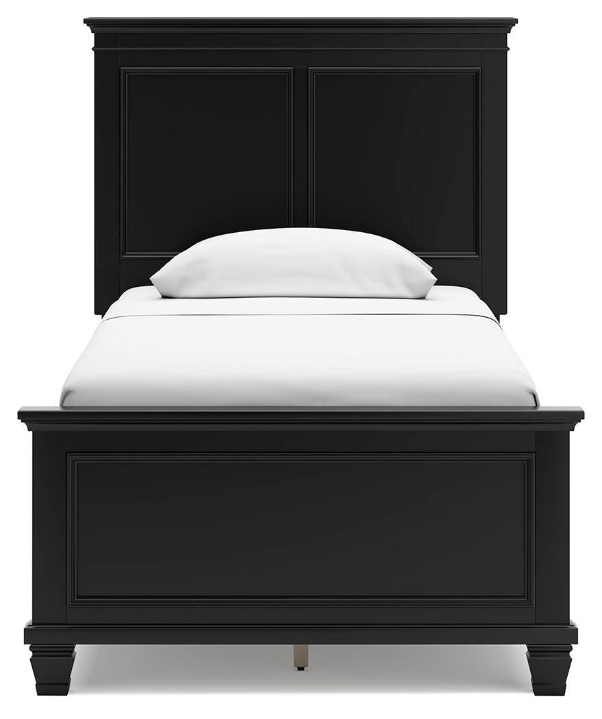 Lanolee Twin Panel Bed with Mirrored Dresser, Chest and Nightstand
