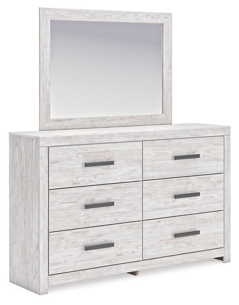 Cayboni Full Panel Bed with Mirrored Dresser