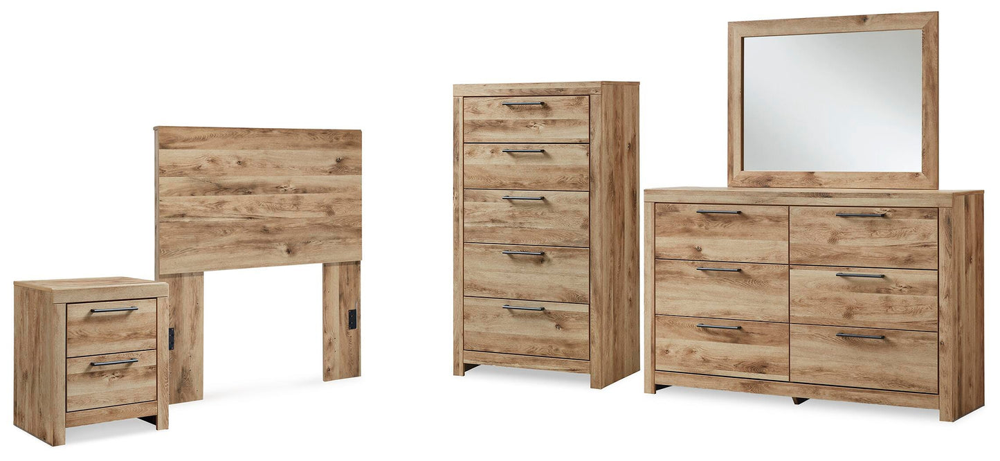 Hyanna Twin Panel Headboard, Dresser, Mirror, Chest and Nightstand