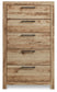 Hyanna King Panel Bed, Dresser, Mirror, Chest and Nightstand