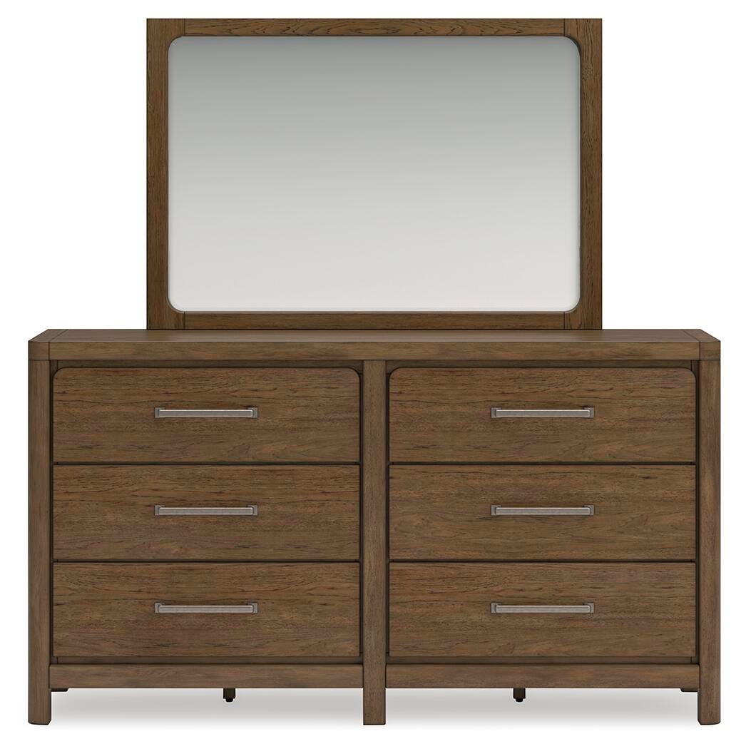 Cabalynn California King Upholstered Bed with Mirrored Dresser, Chest and Nightstand